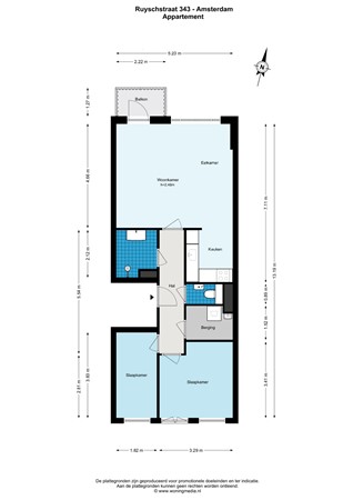 Floor plan - Ruyschstraat 343, 1091 MR Amsterdam 